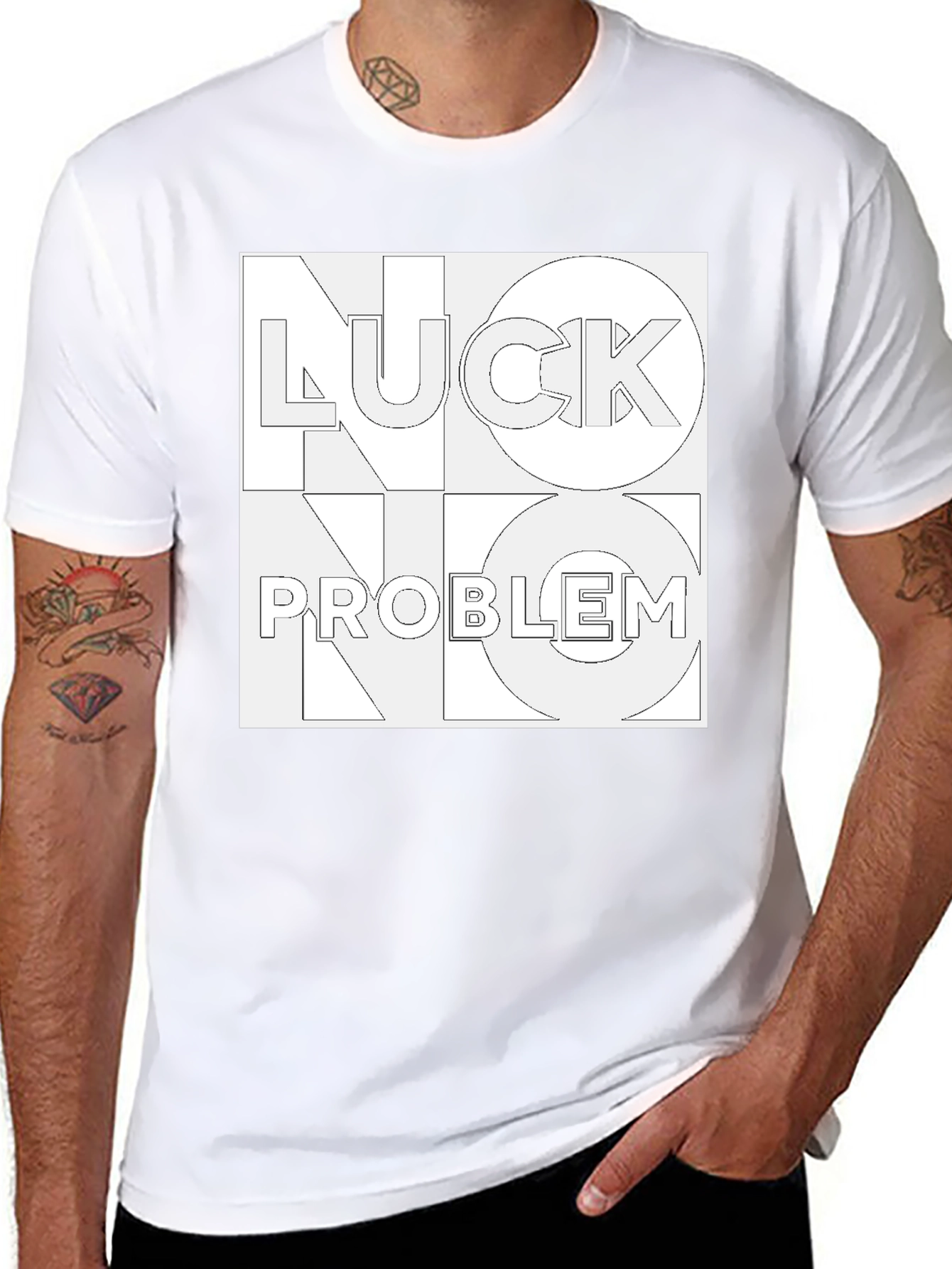 No Luck No Problem Black Graphic Tee