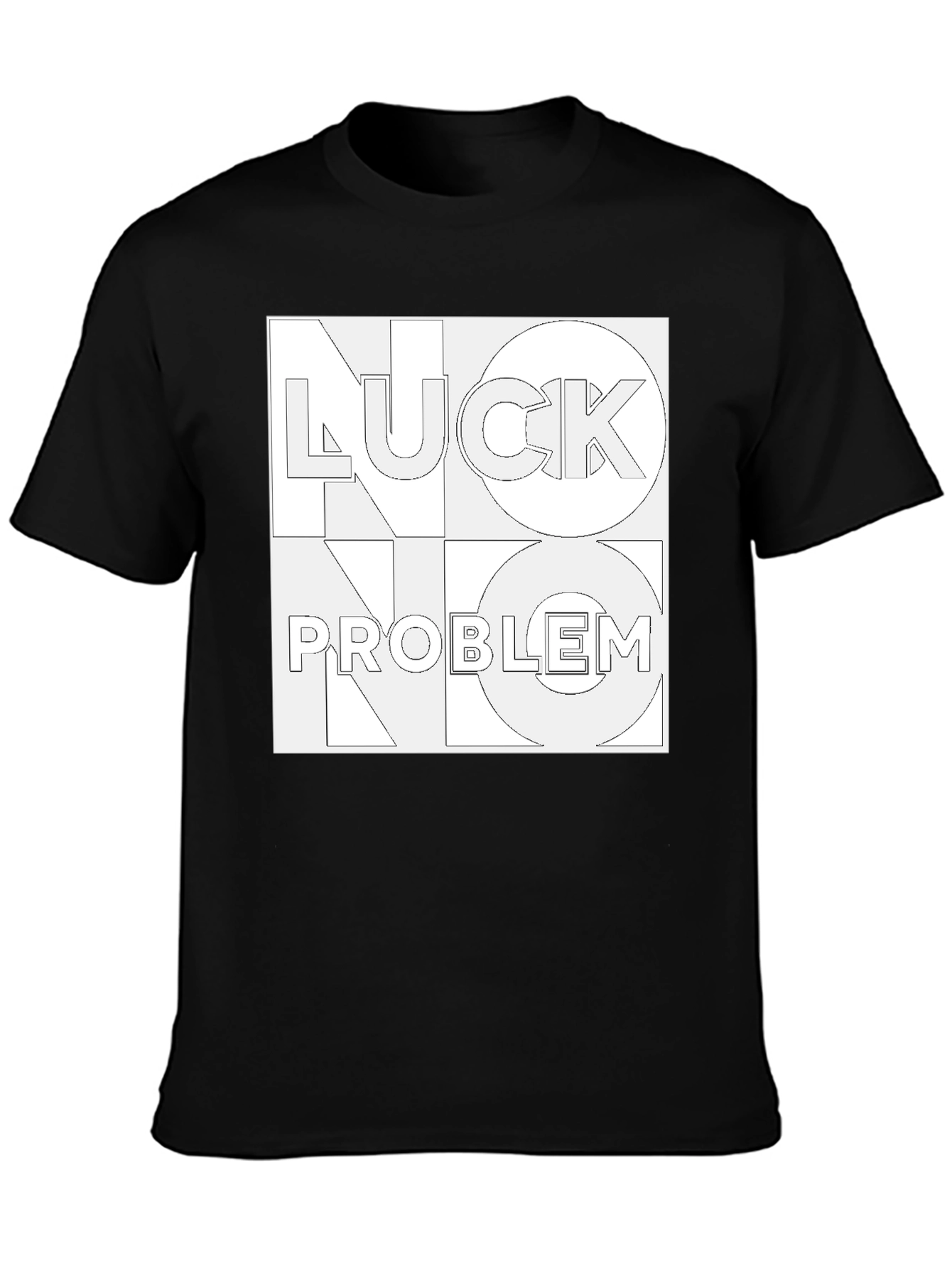 No Luck No Problem Black Graphic Tee