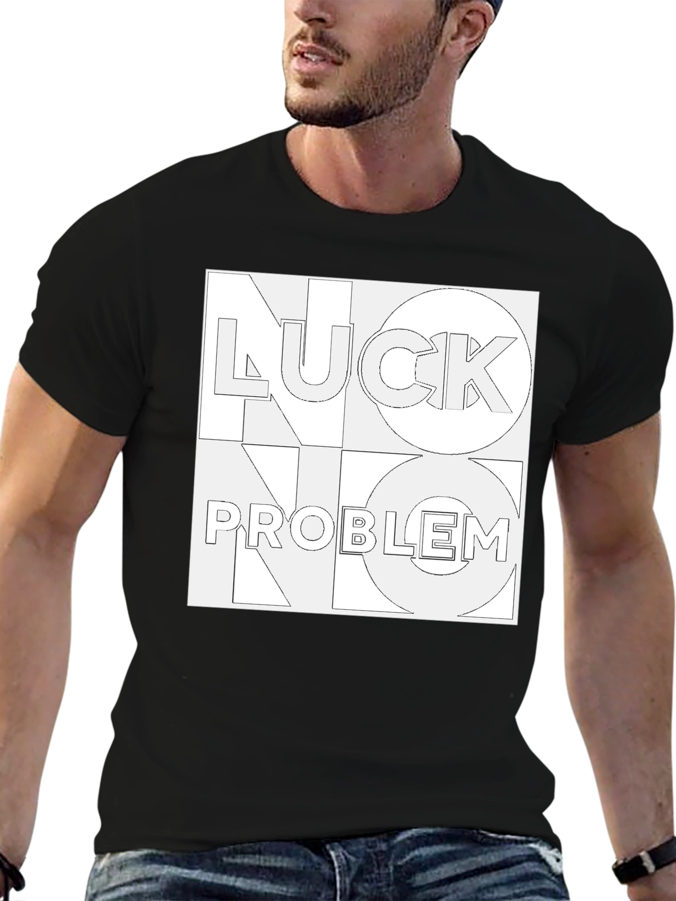 No Luck No Problem Black Graphic Tee