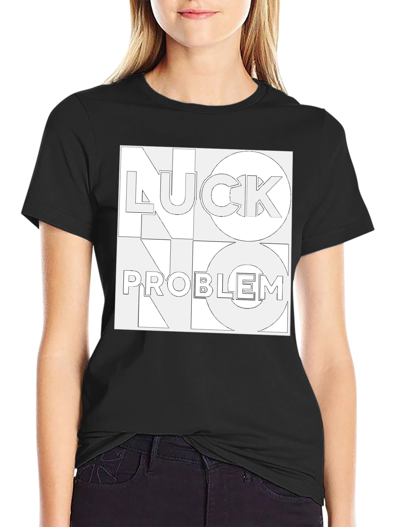 No Luck No Problem Black Graphic Tee