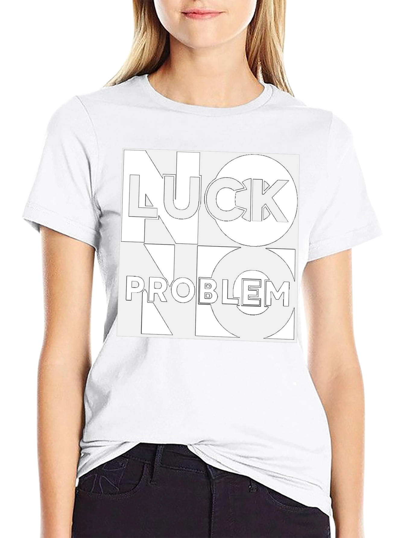 No Luck No Problem Black Graphic Tee
