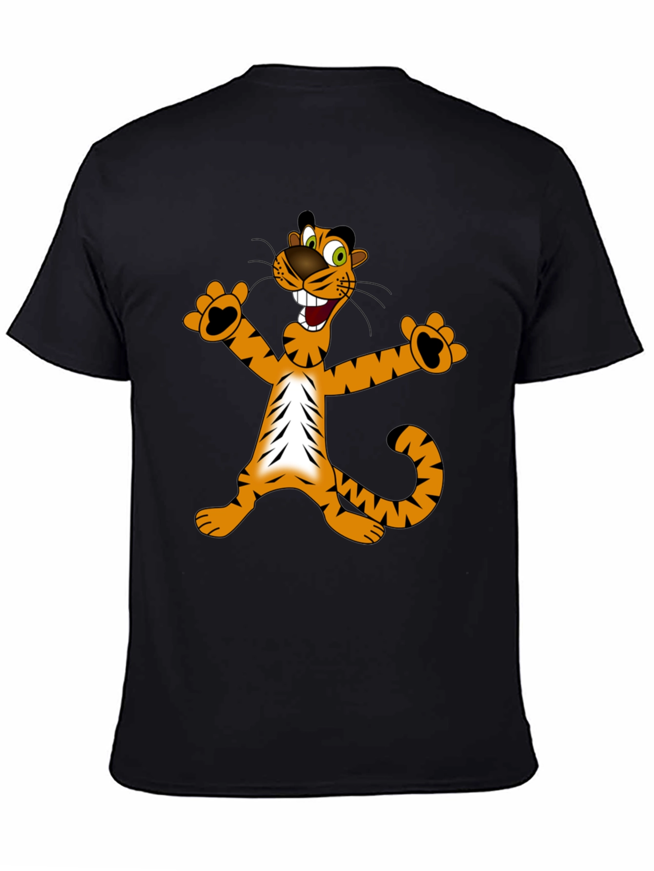 Cartoon Tiger Graphic Tee - Mens Black T-Shirt