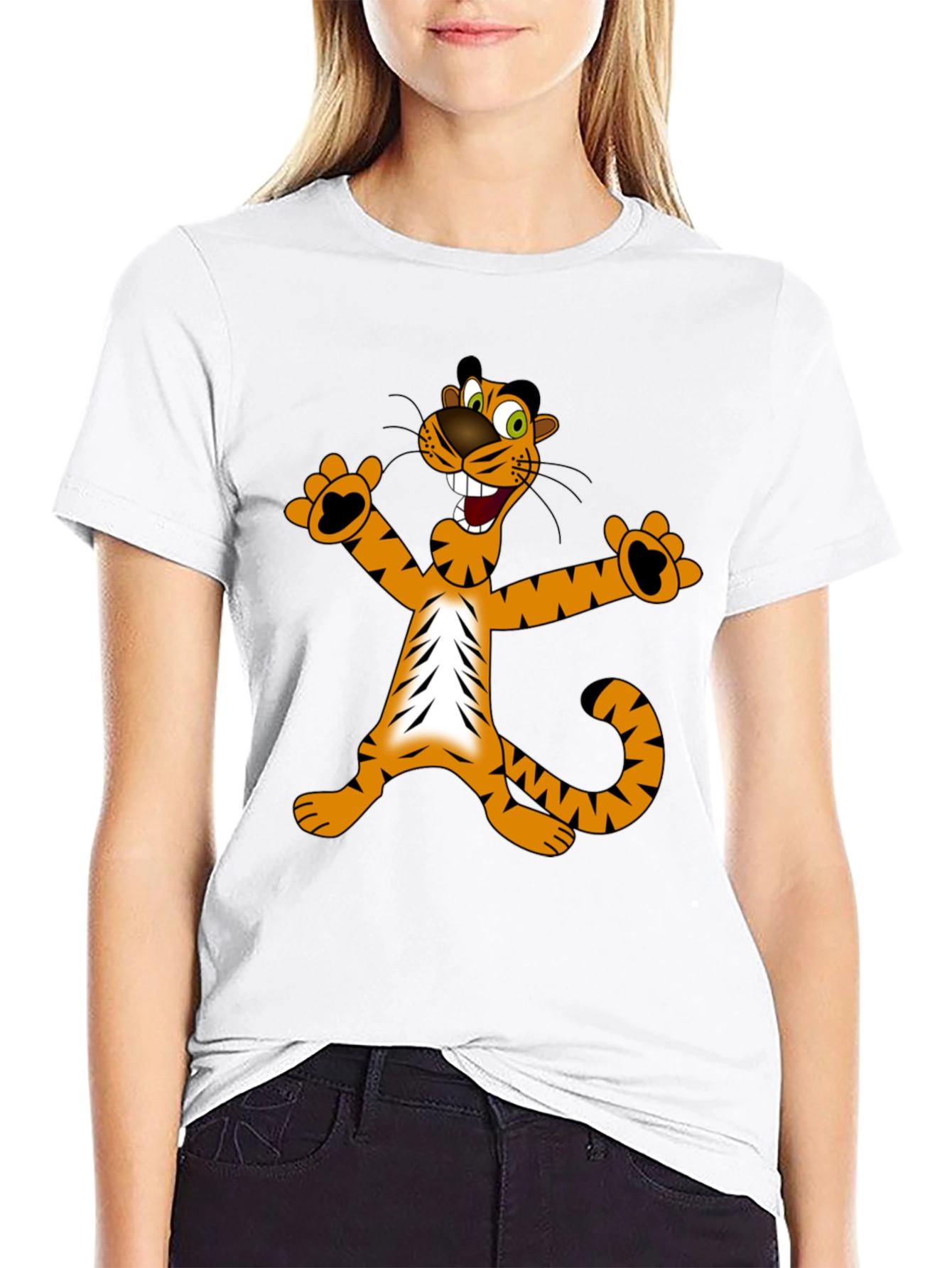 Cartoon Tiger Graphic Tee - Mens Black T-Shirt