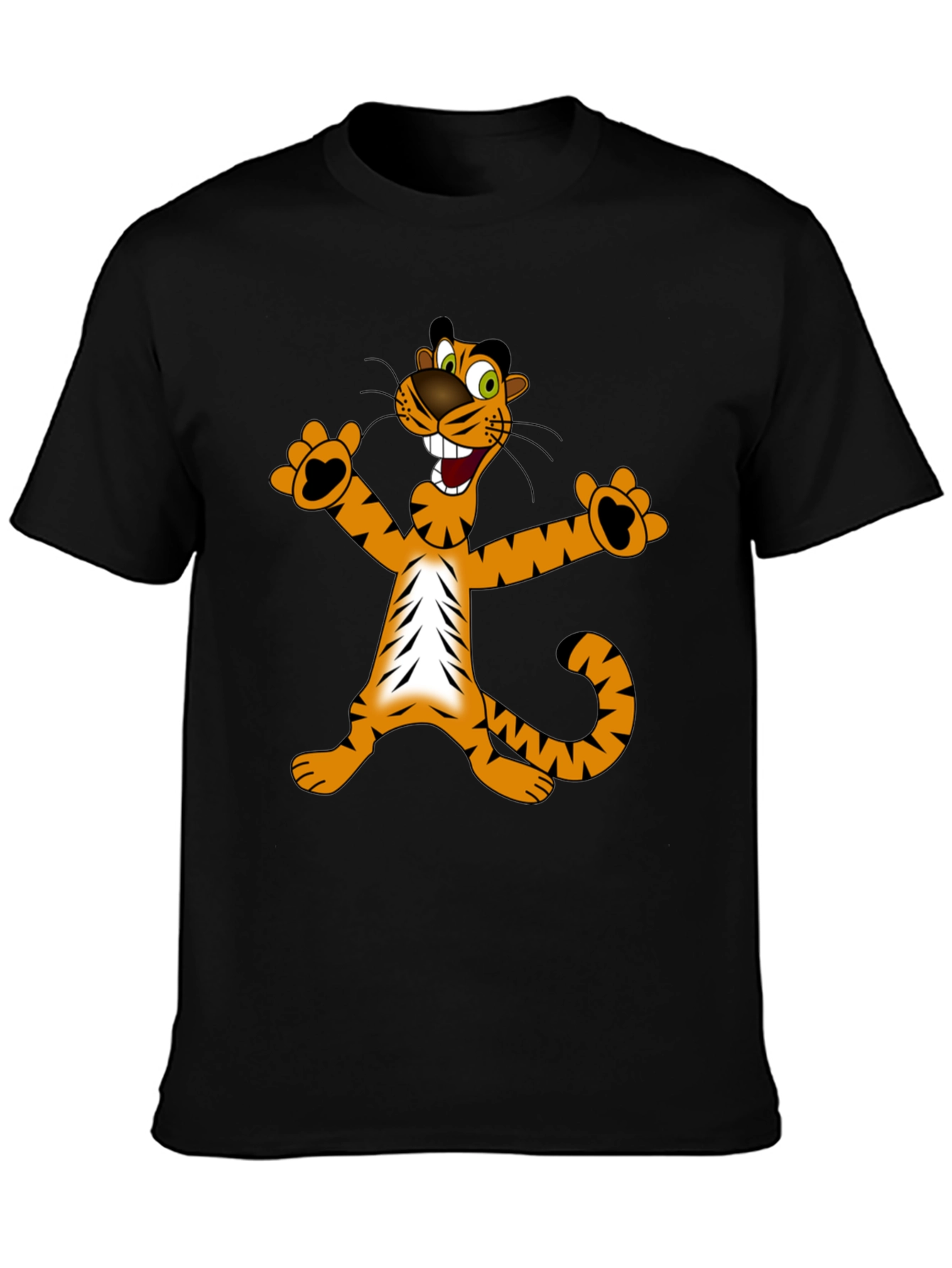 Cartoon Tiger Graphic Tee - Mens Black T-Shirt