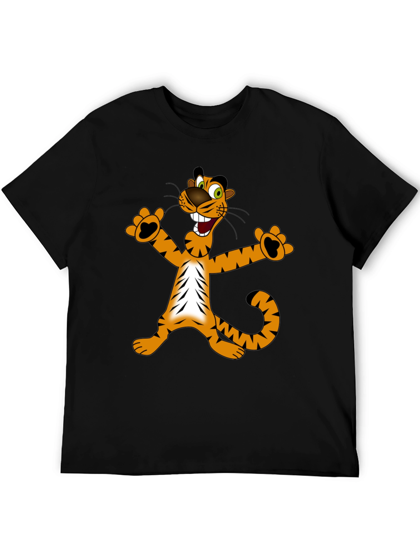 Cartoon Tiger Graphic Tee - Mens Black T-Shirt
