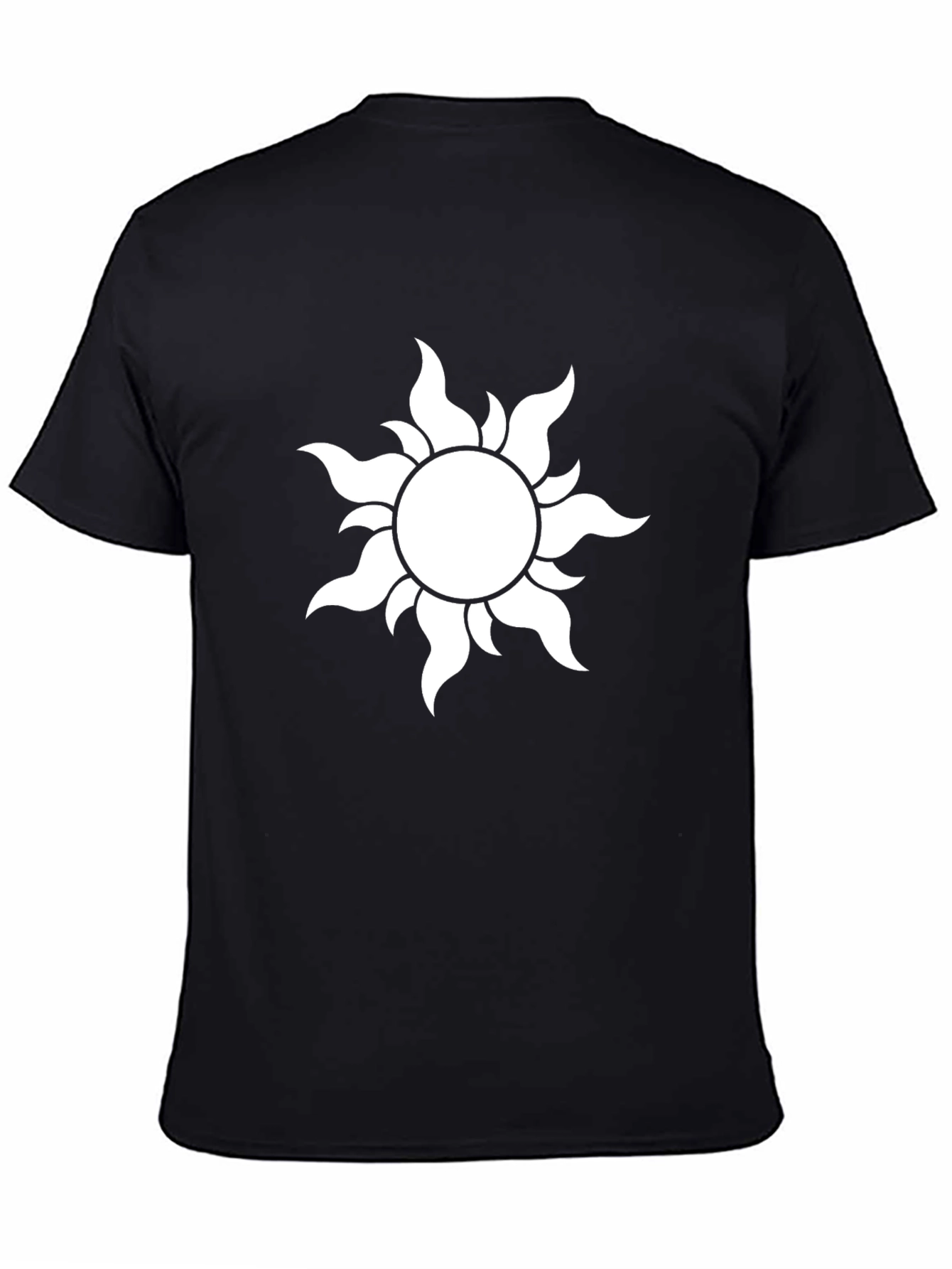 Black Tee with White Sun Graphic