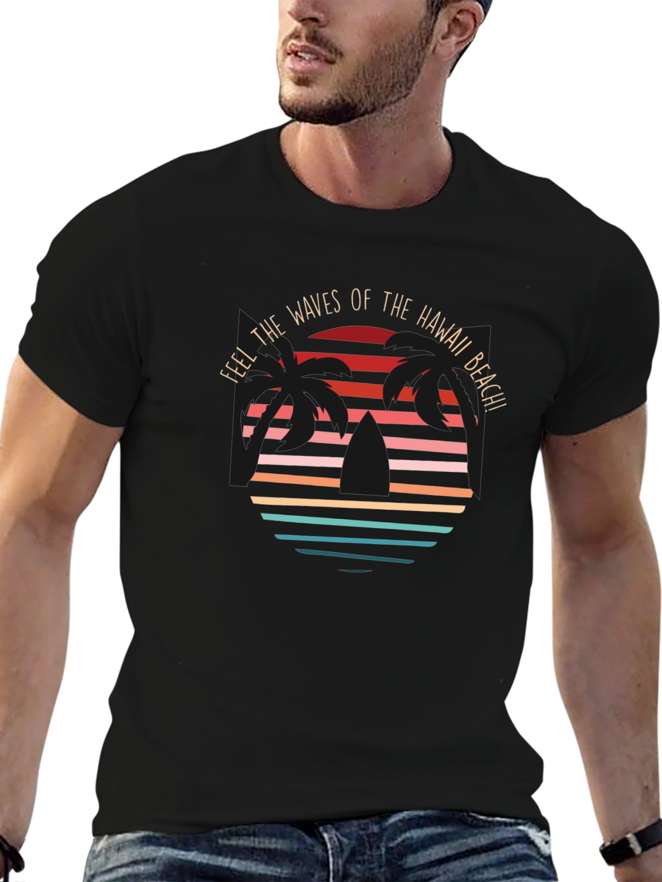 Hawaii Beach Waves Graphic T-Shirt