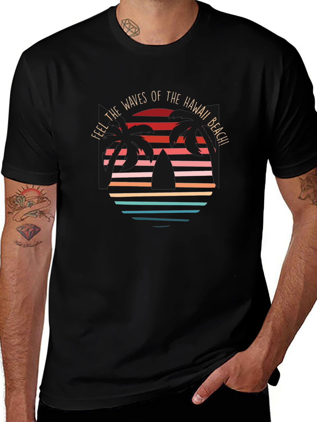 Hawaii Beach Waves Graphic T-Shirt