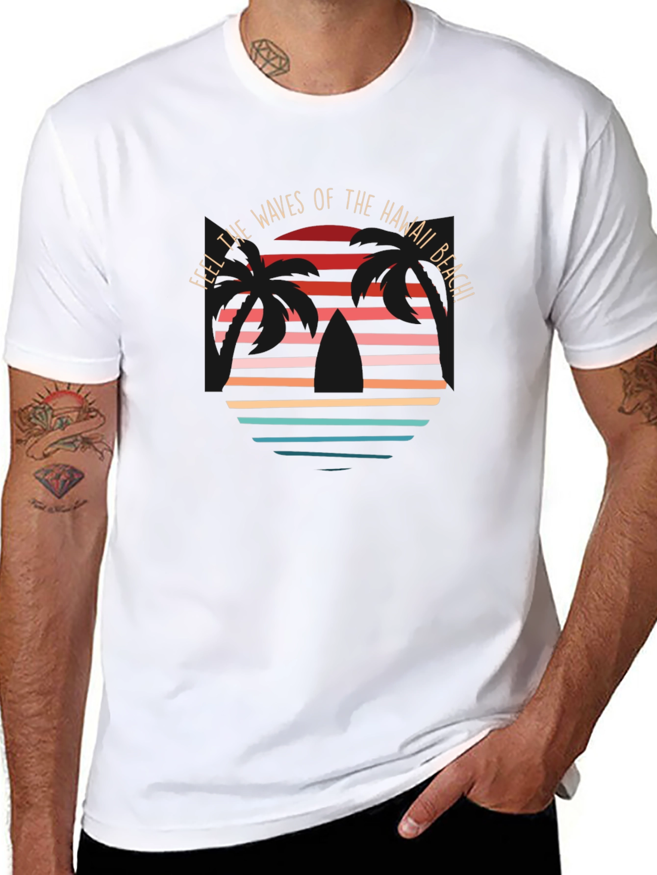 Hawaii Beach Waves Graphic T-Shirt