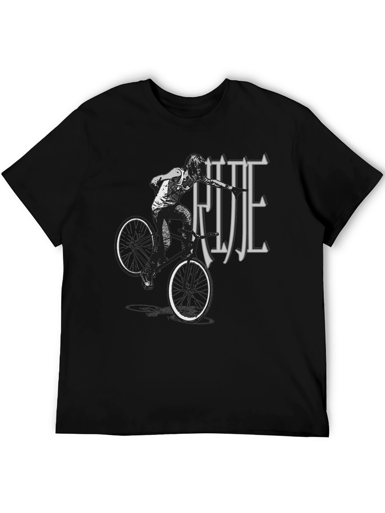 Cool Graphic Print Ride T-Shirt - Black