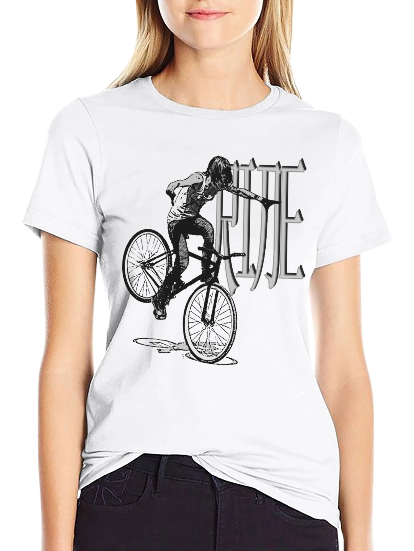 Cool Graphic Print Ride T-Shirt - Black