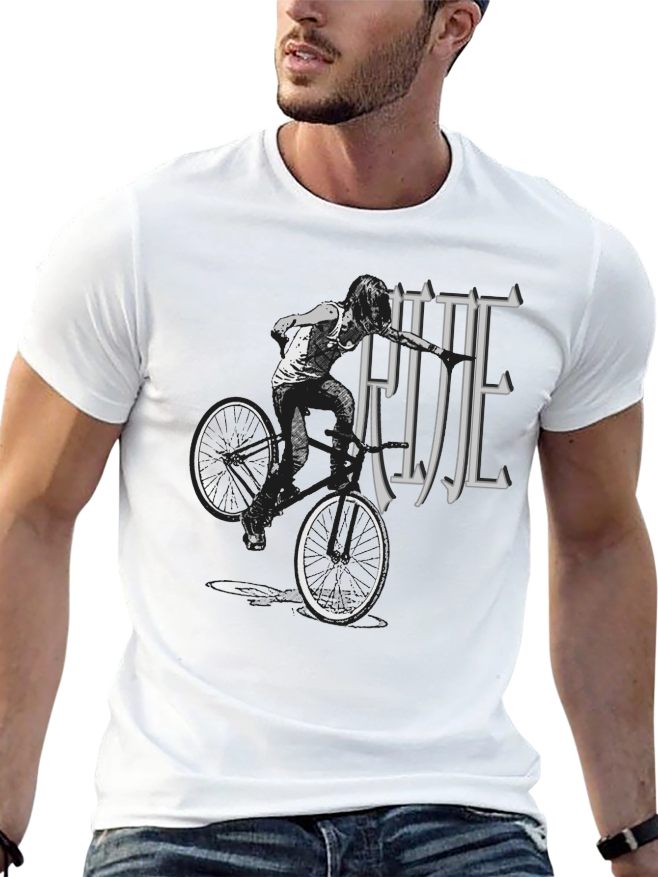 Cool Graphic Print Ride T-Shirt - Black