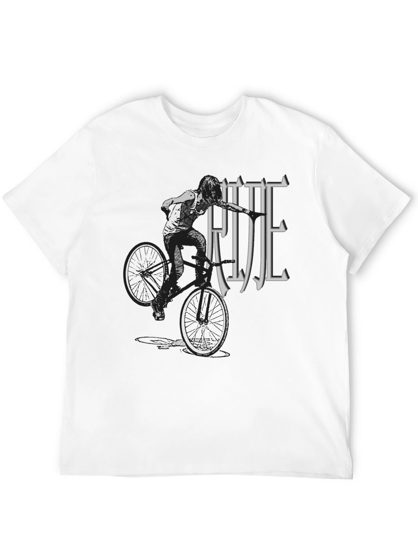 Cool Graphic Print Ride T-Shirt - Black