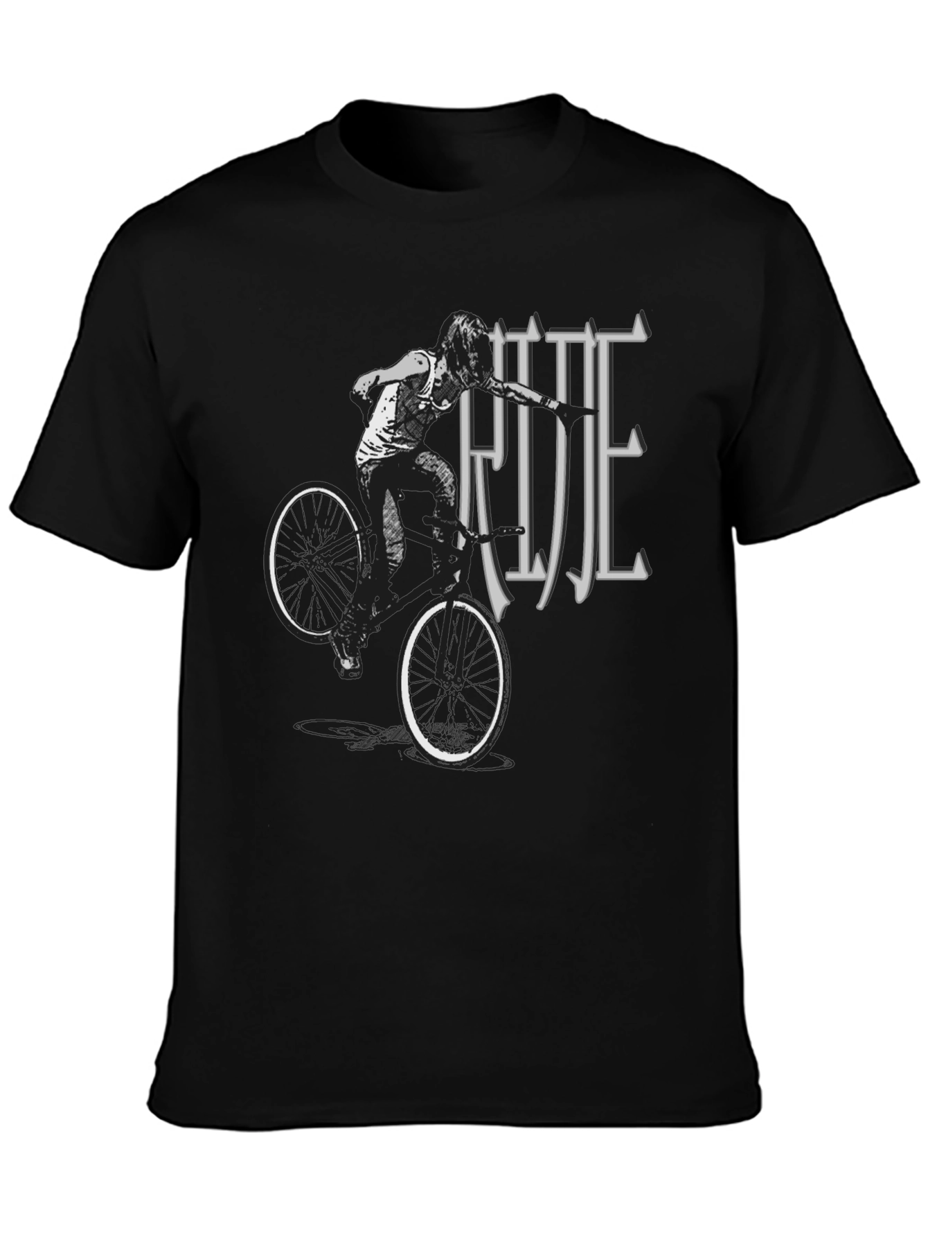 Cool Graphic Print Ride T-Shirt - Black
