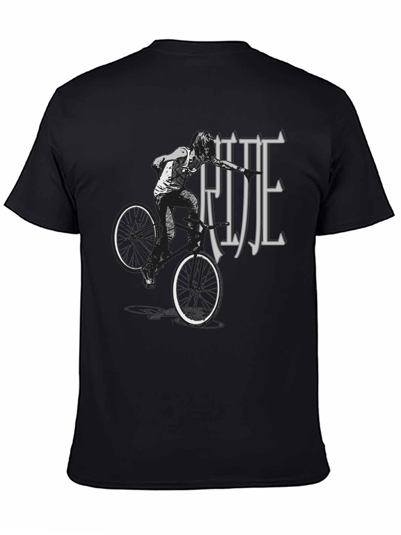Cool Graphic Print Ride T-Shirt - Black