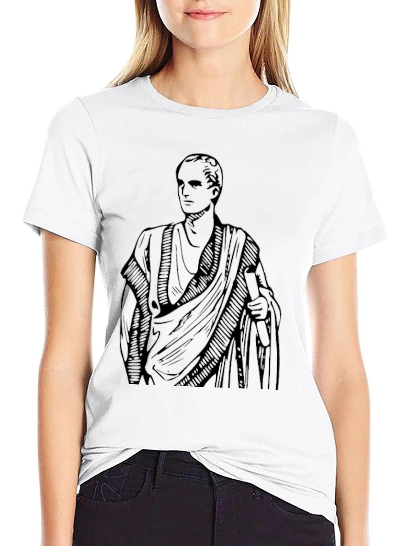Classic Roman Toga Graphic T-Shirt - Black