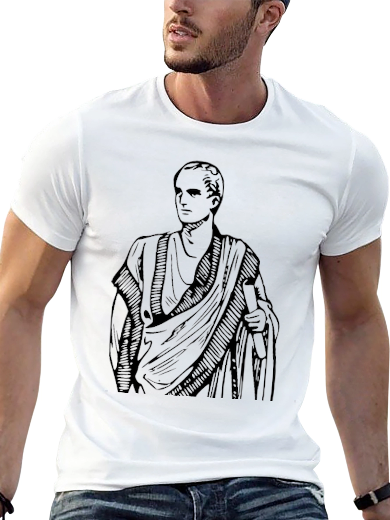 Classic Roman Toga Graphic T-Shirt - Black