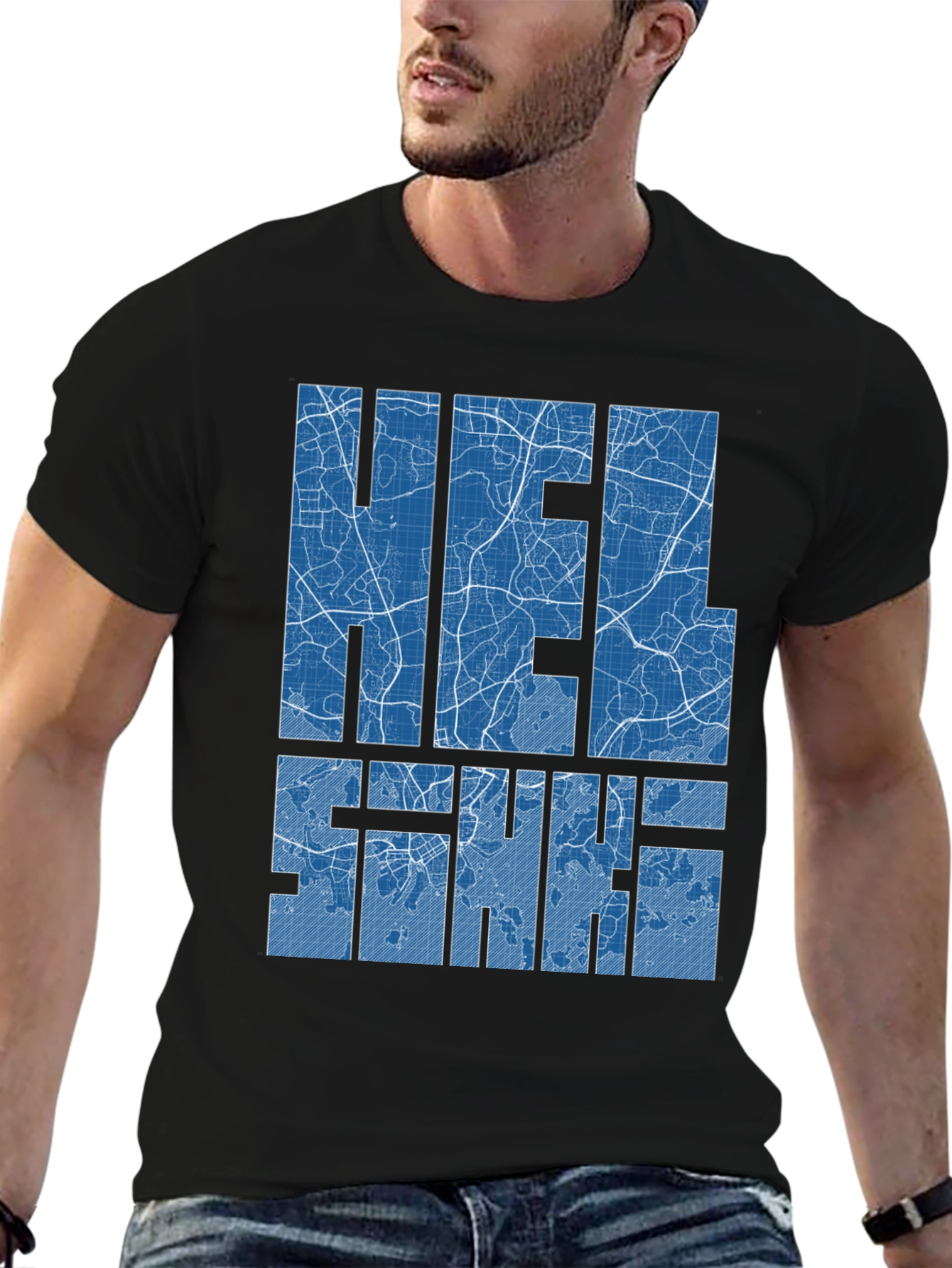 Helsinki Map Graphic T-Shirt