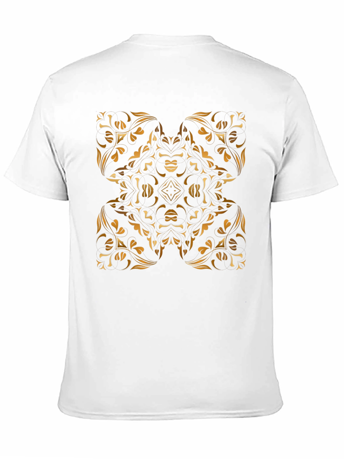 Stylish Black Tee with Gold Floral Mandala Design