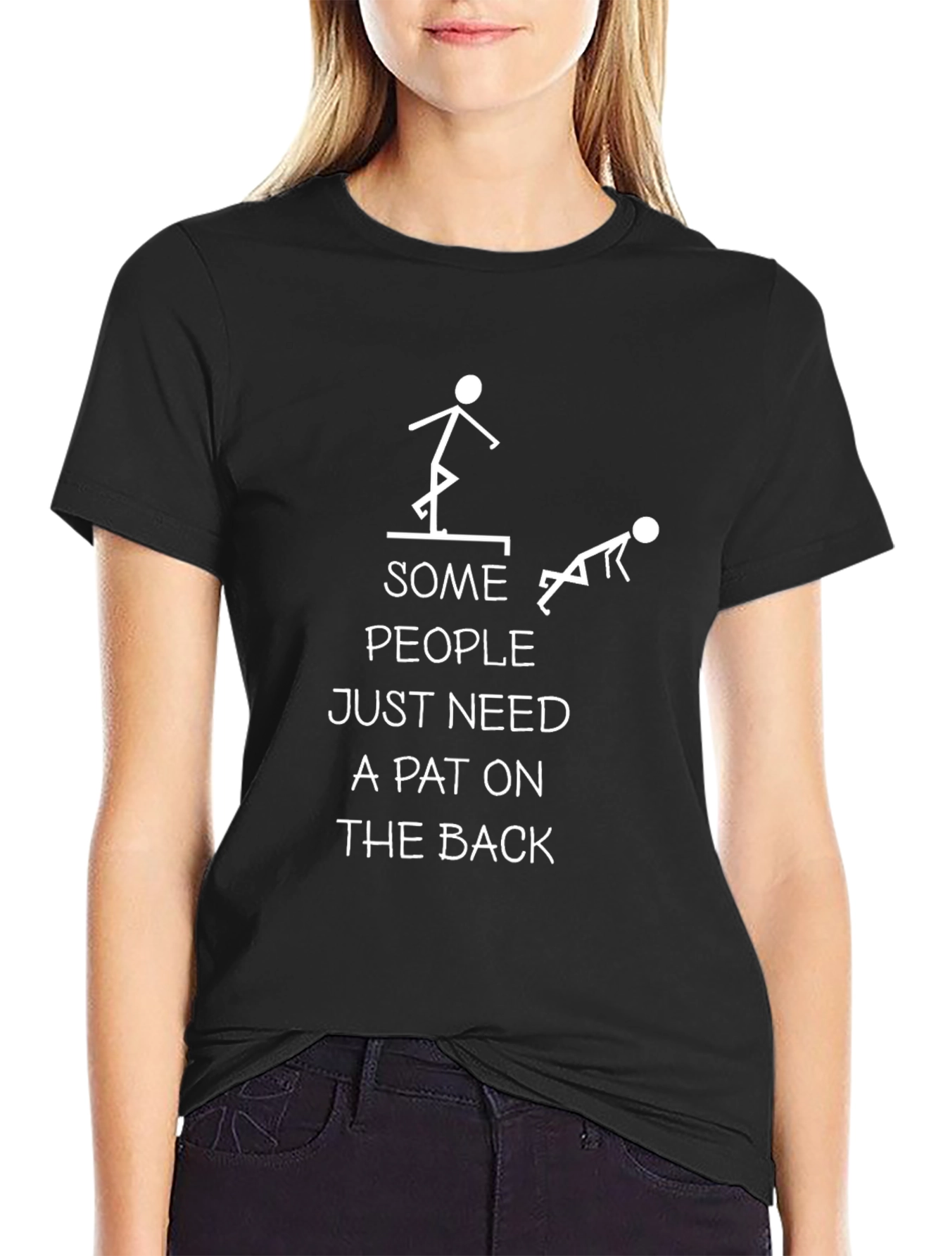 Funny Pat on the Back Graphic Tee - Black