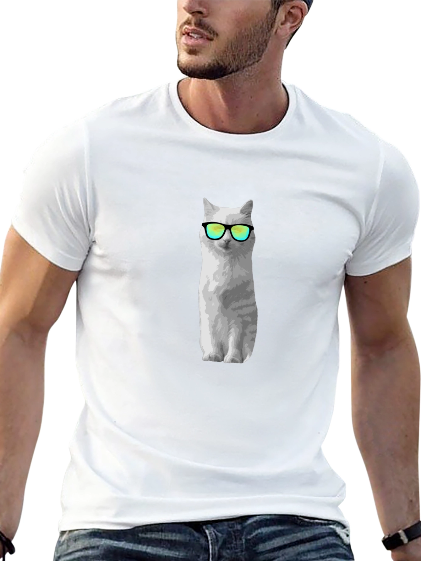 Cool Cat Graphic Tee - Black Cotton Shirt