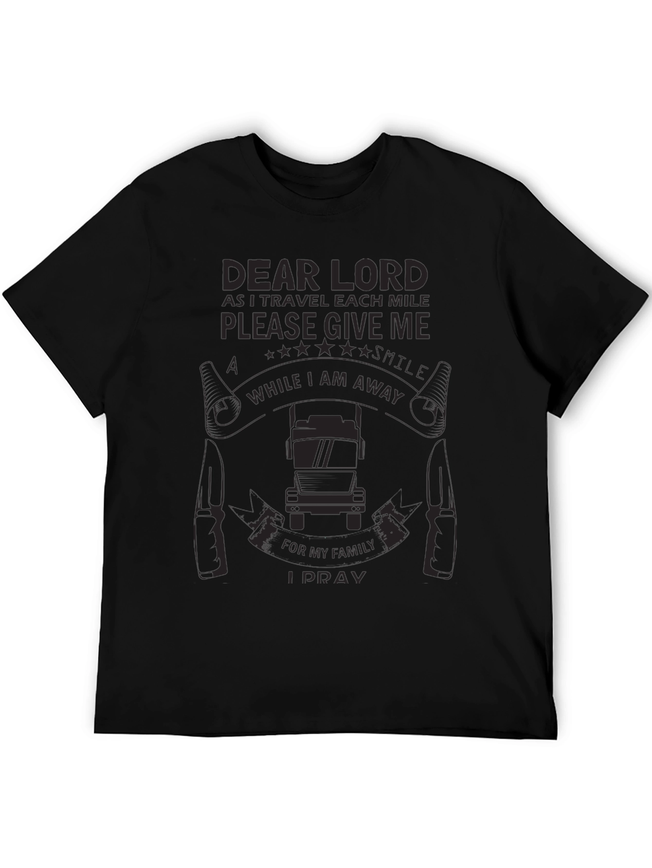 Dear Lord Trucker Prayer Black T-Shirt