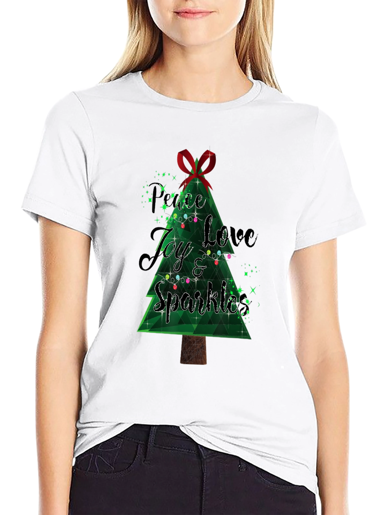Festive Peace Love Joy Christmas T-Shirt