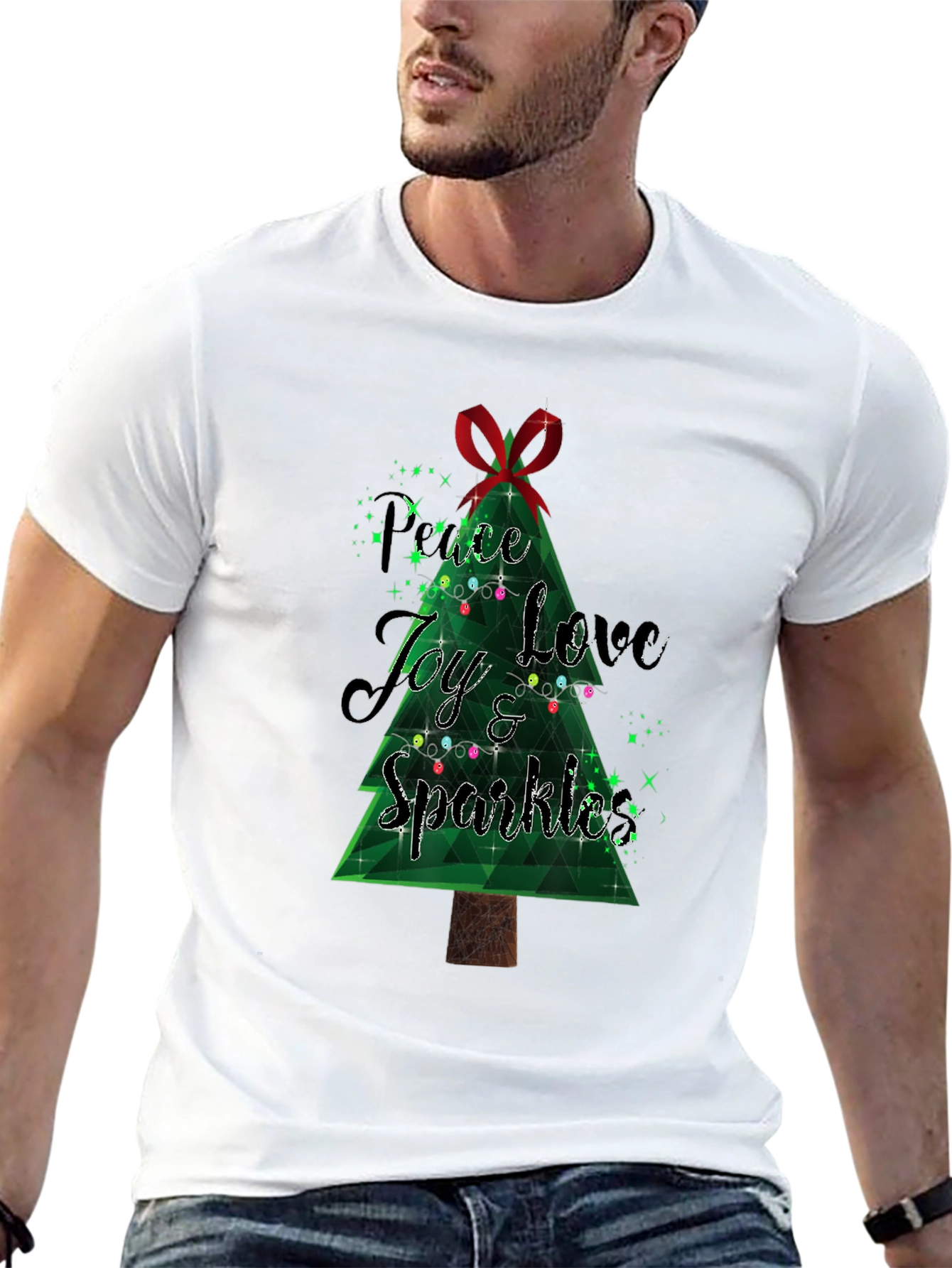 Festive Peace Love Joy Christmas T-Shirt