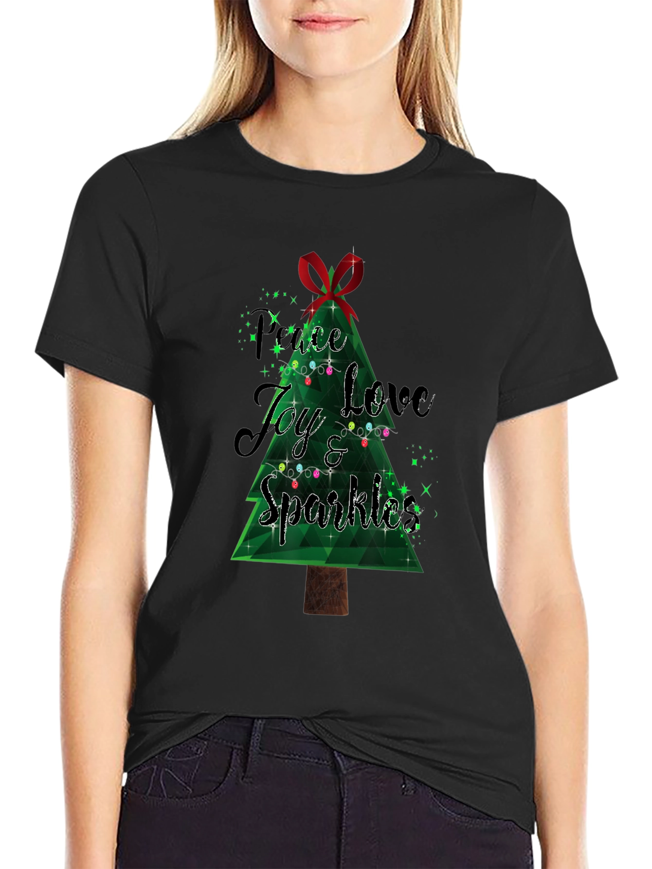 Festive Peace Love Joy Christmas T-Shirt