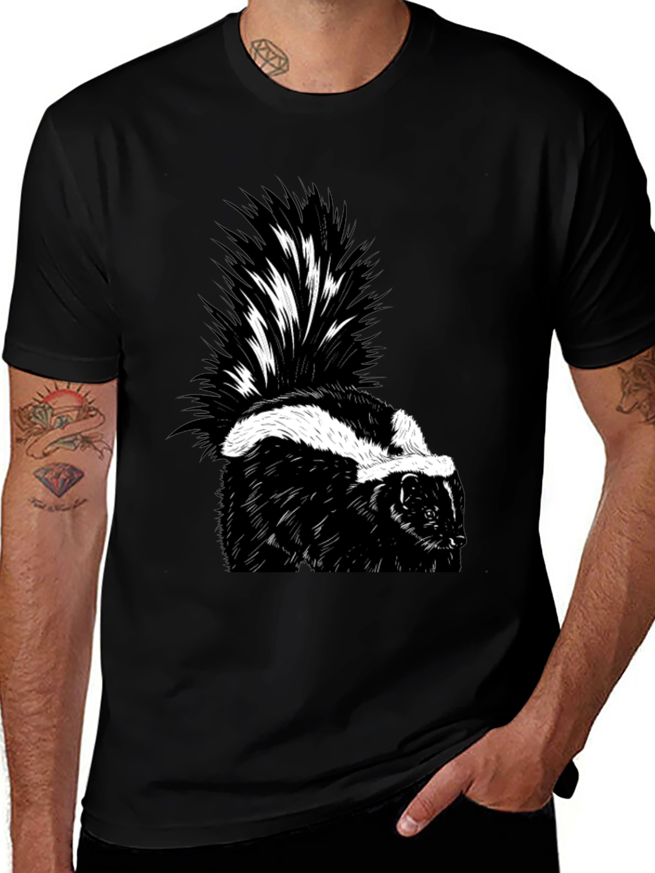 Skunk Graphic T-Shirt - Black Cotton Tee