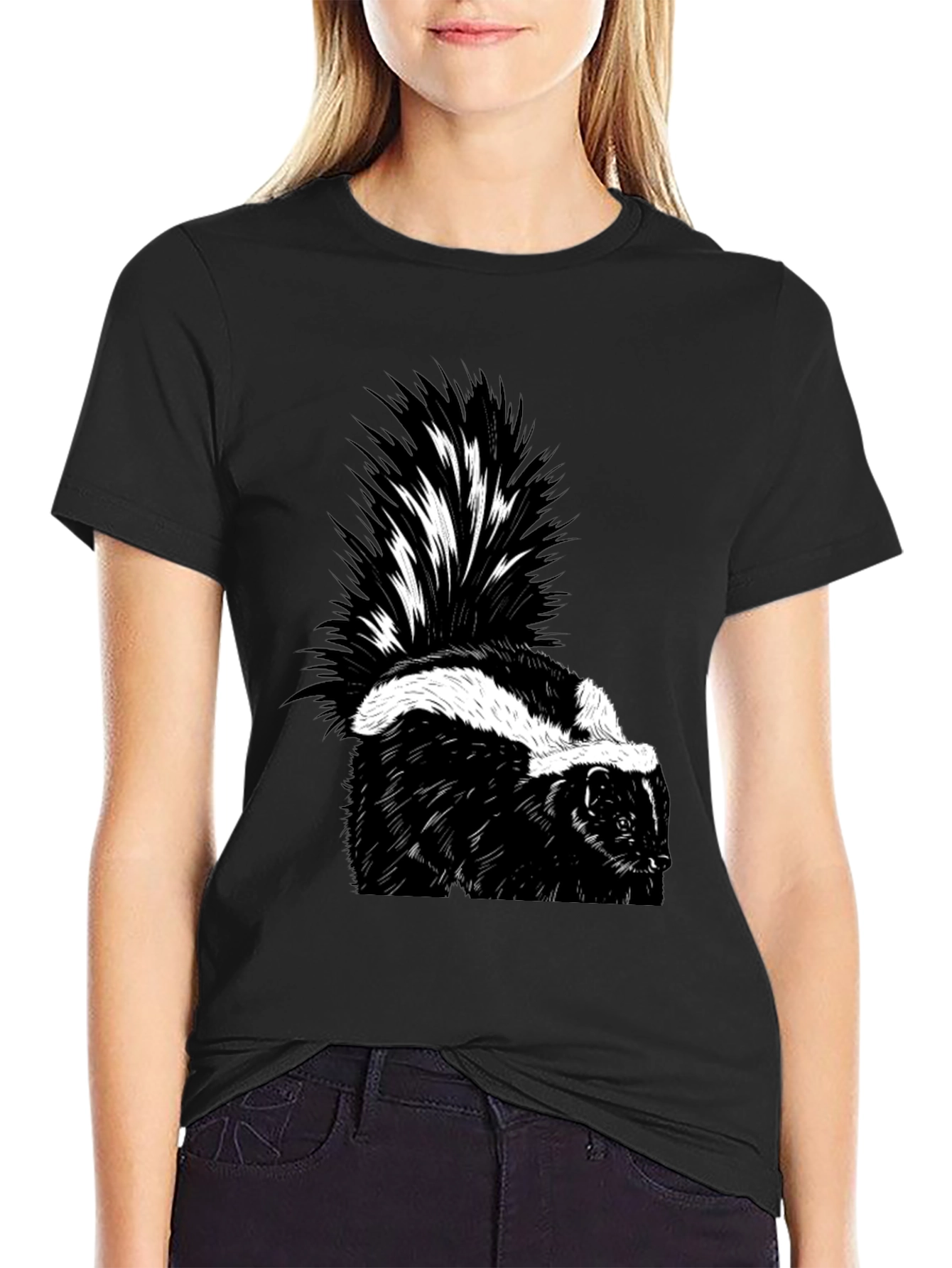 Skunk Graphic T-Shirt - Black Cotton Tee