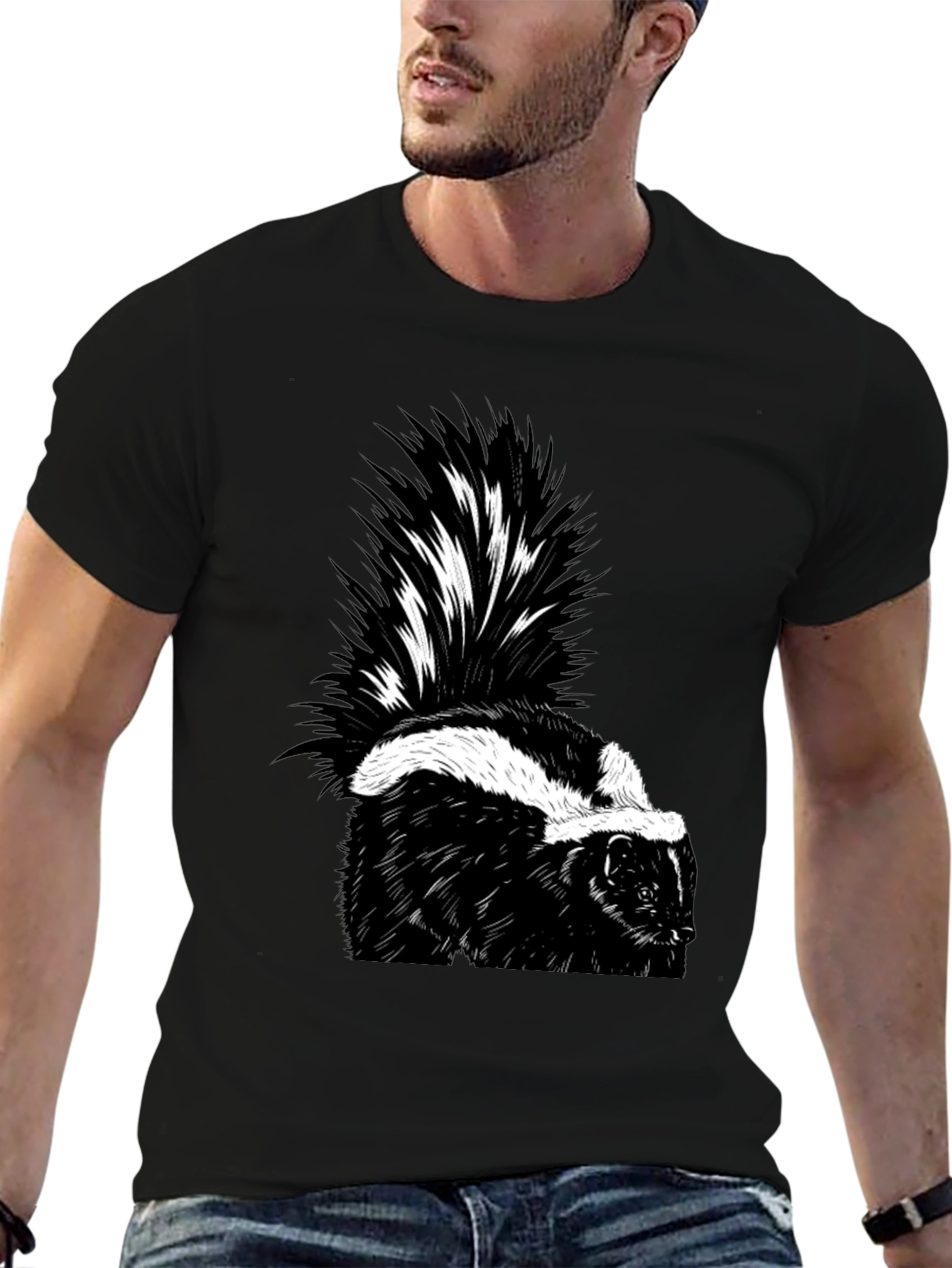 Skunk Graphic T-Shirt - Black Cotton Tee