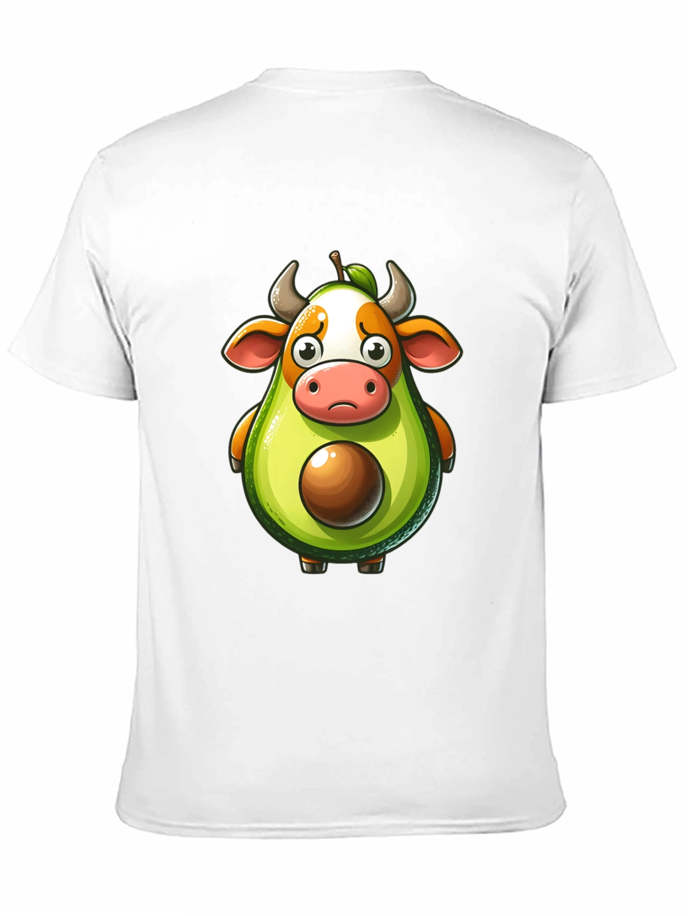 Avocado Cow Cartoon Black T-Shirt