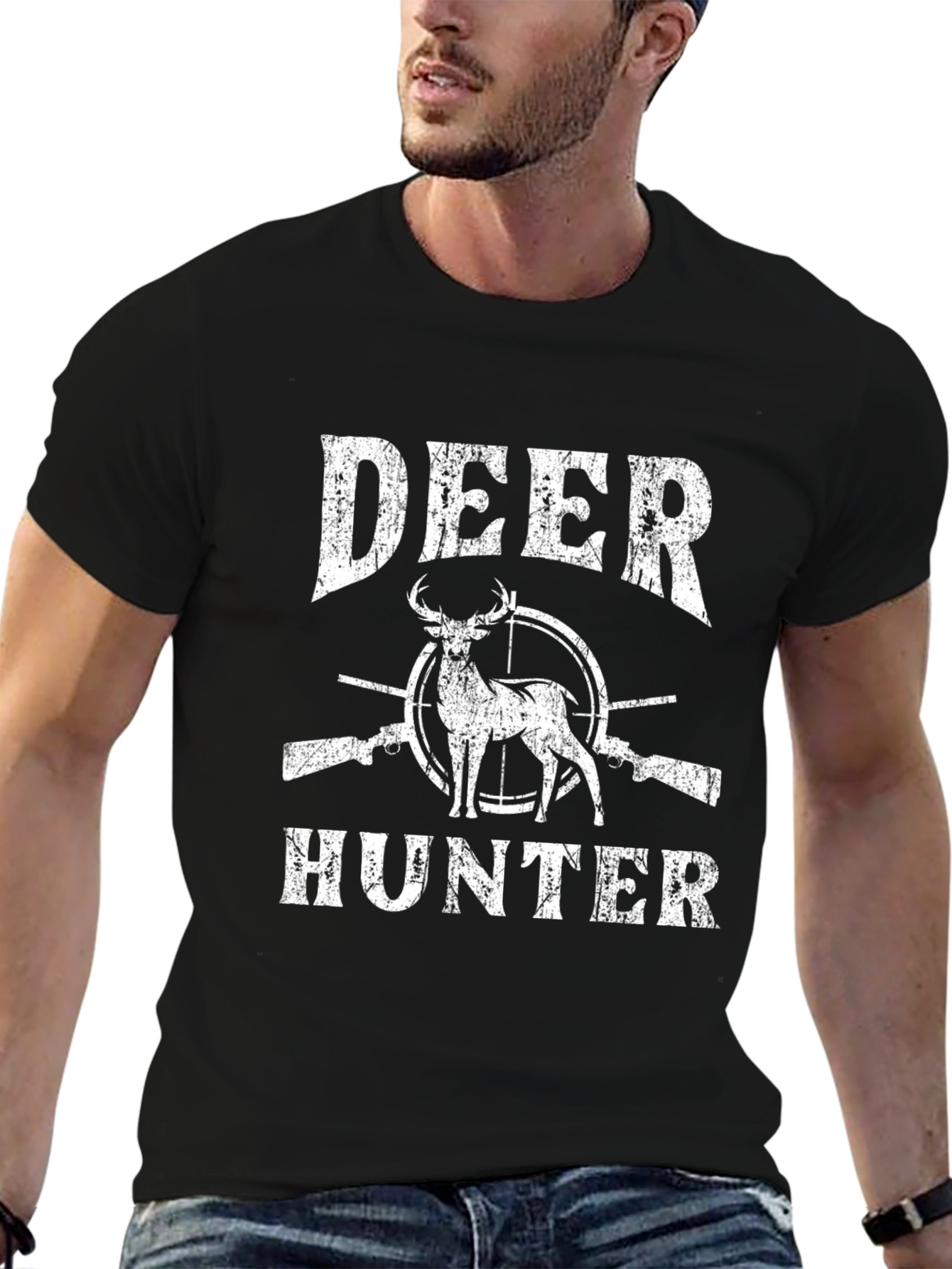 Deer Hunter Graphic T-Shirt - Black