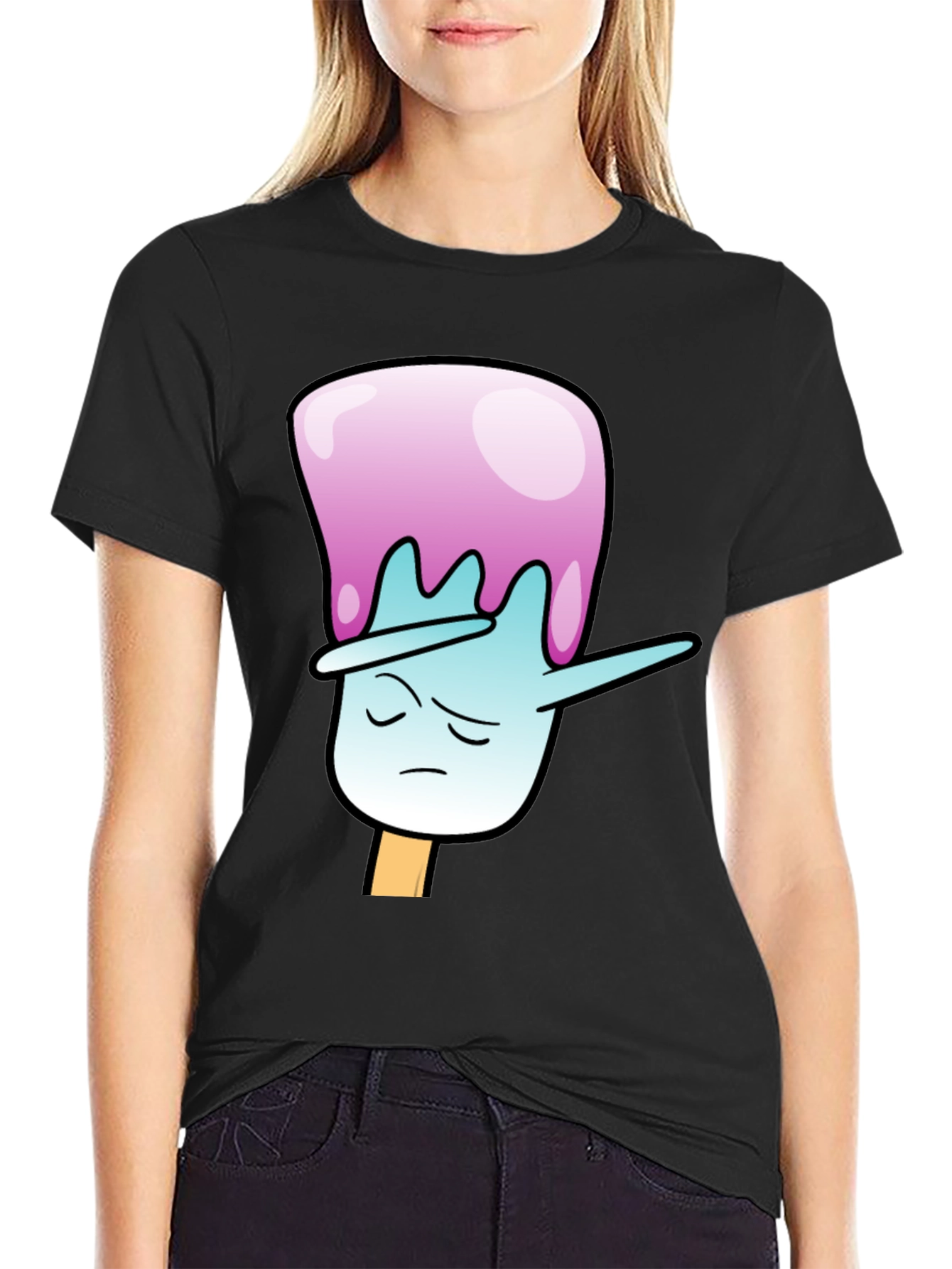 Dabbing Popsicle Graphic Tee - Black Cotton