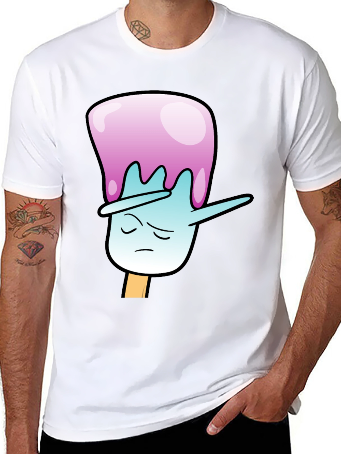 Dabbing Popsicle Graphic Tee - Black Cotton