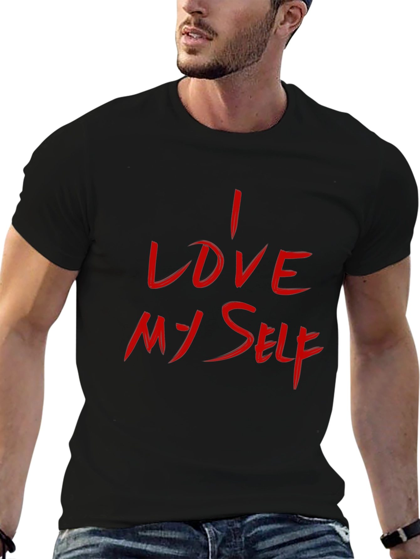 I LOVE MYSELF Black Tee - Mens Graphic T-Shirt