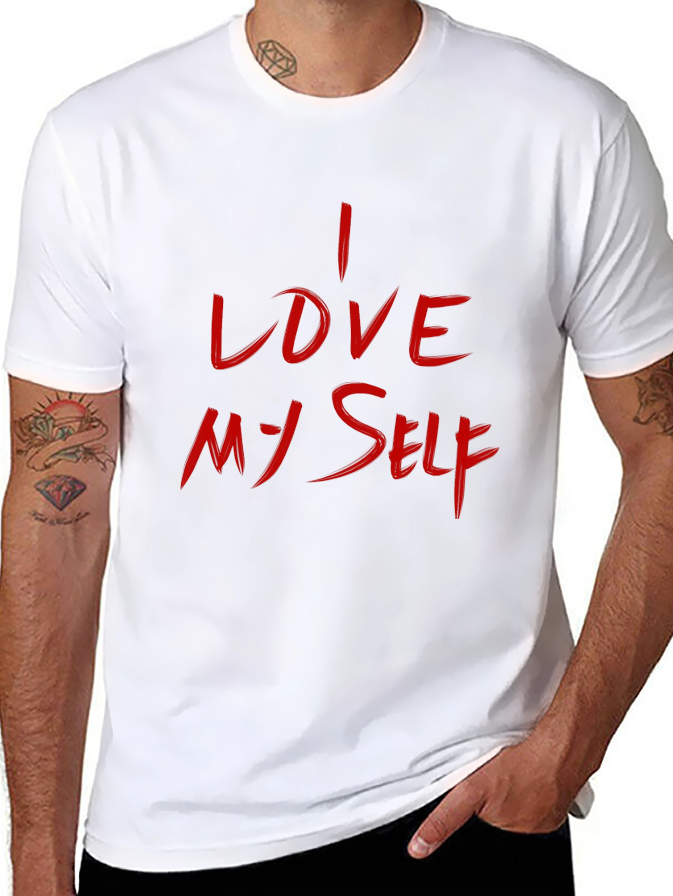 I LOVE MYSELF Black Tee - Mens Graphic T-Shirt