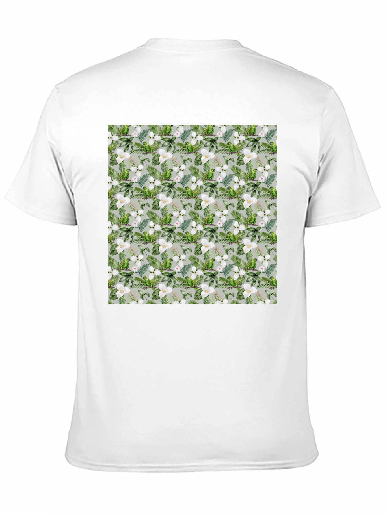 Tropical Floral Parrot Print Black T-Shirt