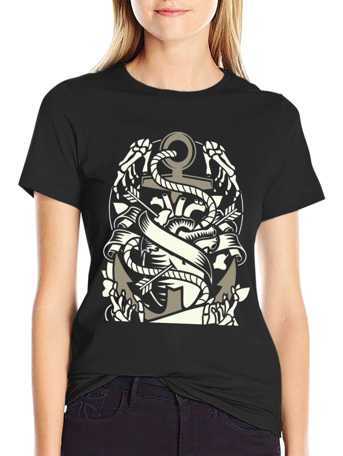 Anchor & Bones Graphic Tee - Classic Black