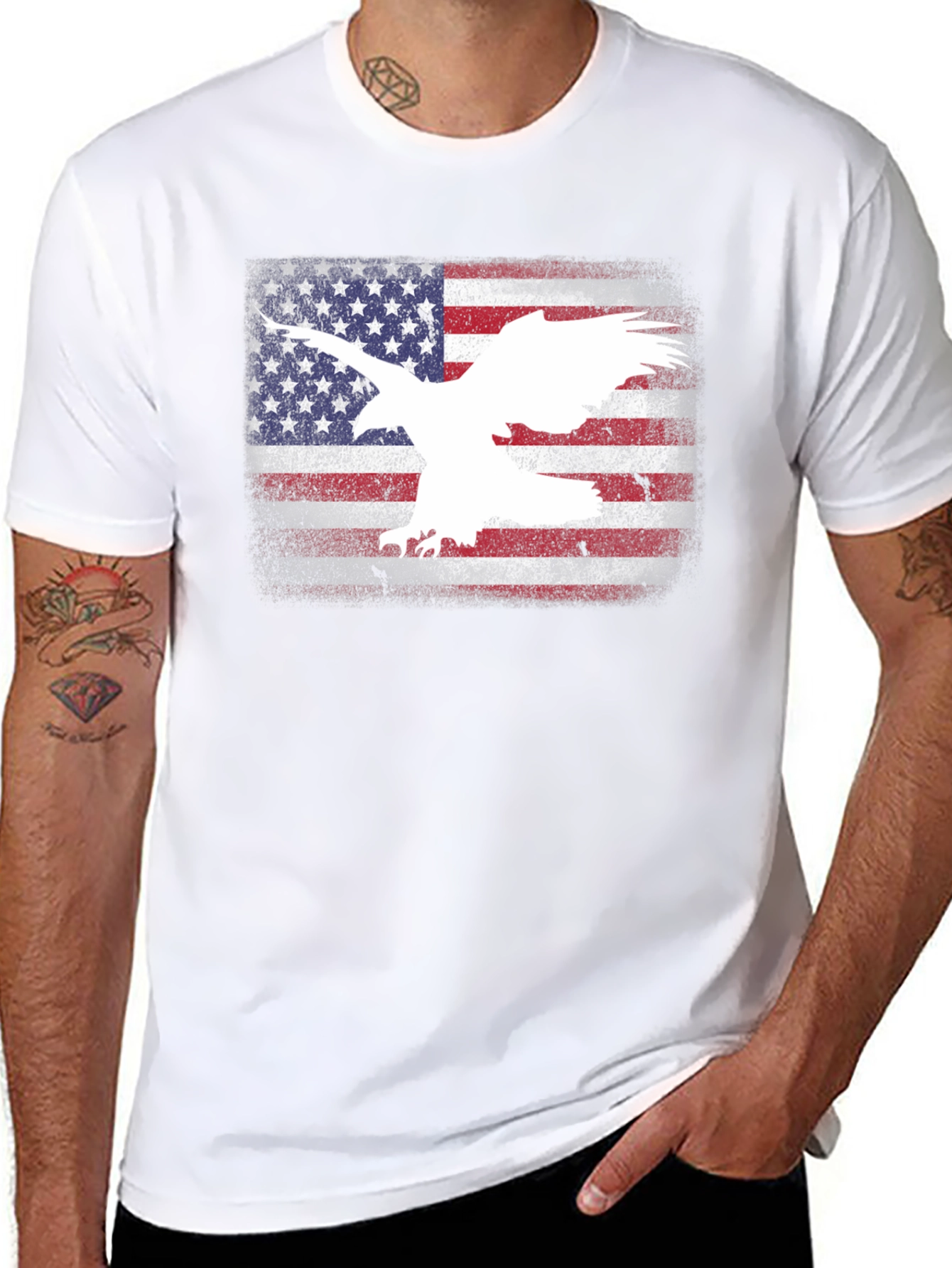 American Flag Eagle Graphic T-Shirt
