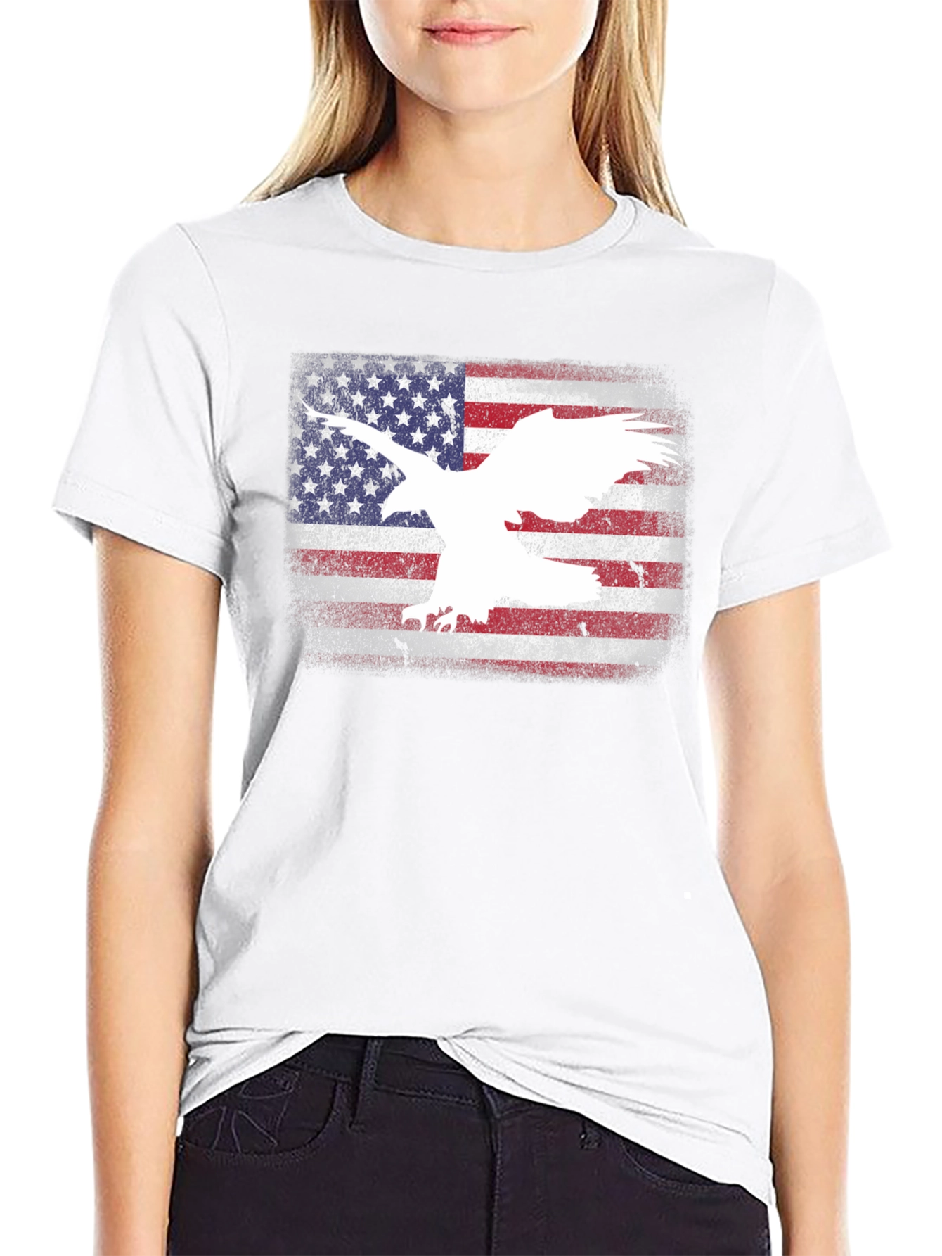 American Flag Eagle Graphic T-Shirt