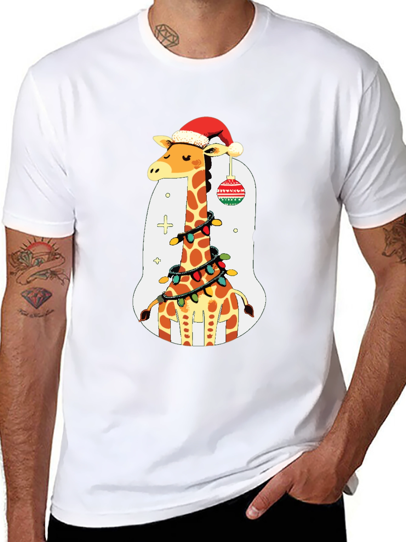 Festive Giraffe Christmas T-Shirt