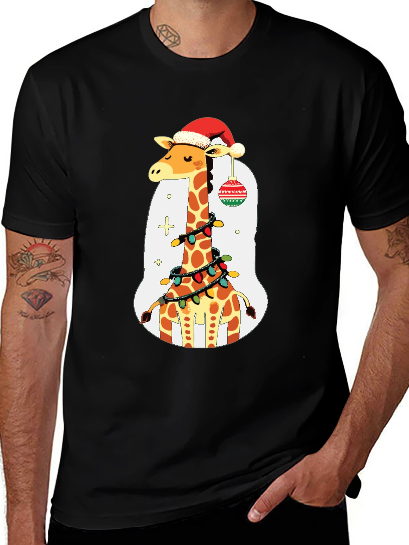 Festive Giraffe Christmas T-Shirt