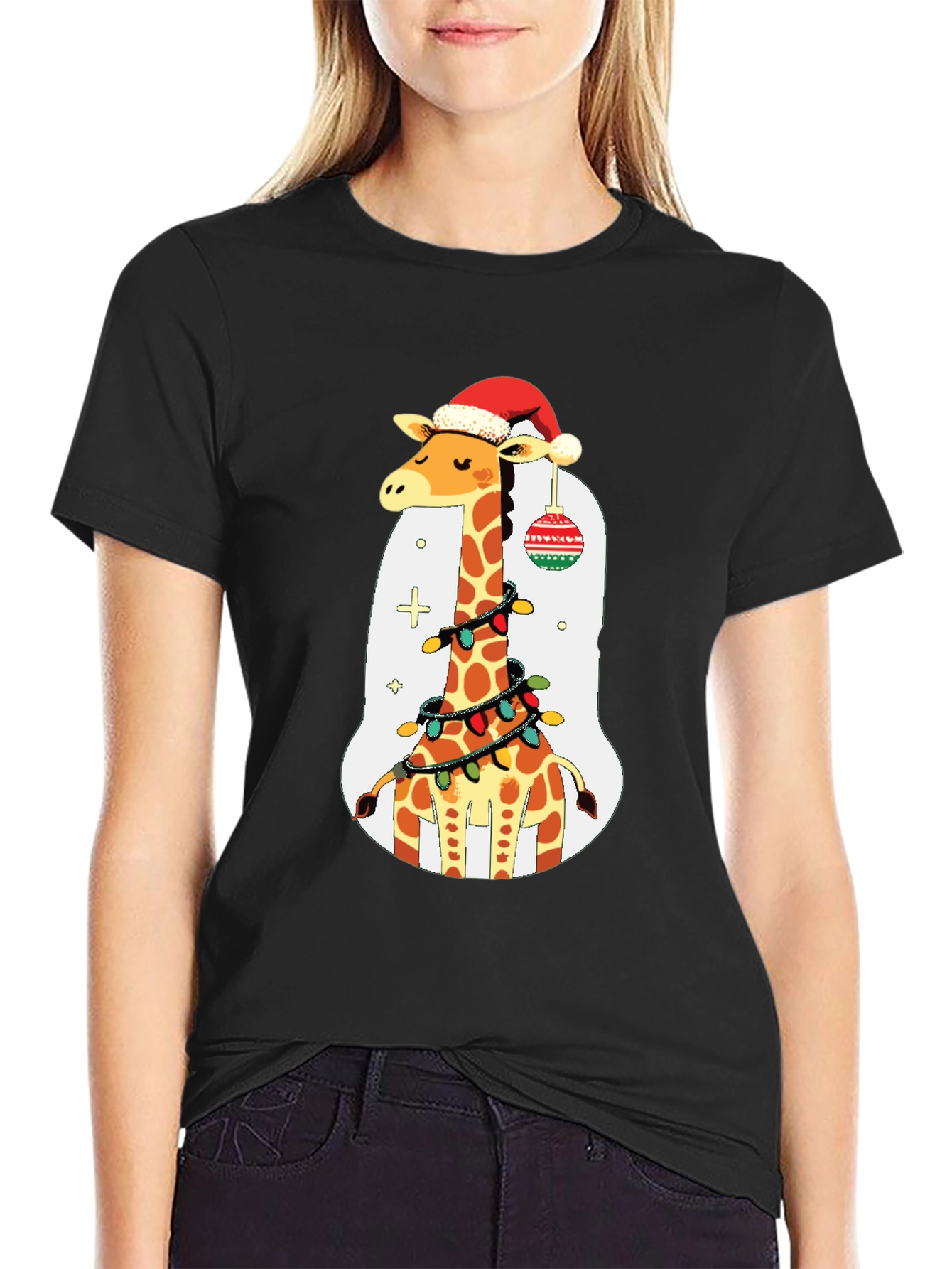 Festive Giraffe Christmas T-Shirt