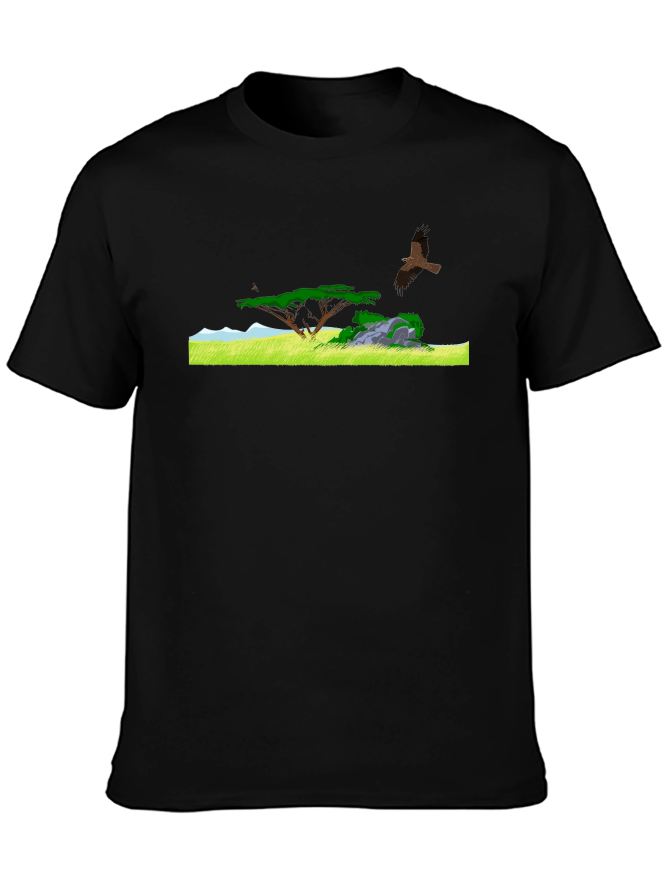 Nature Landscape Graphic Tee - Black T-Shirt