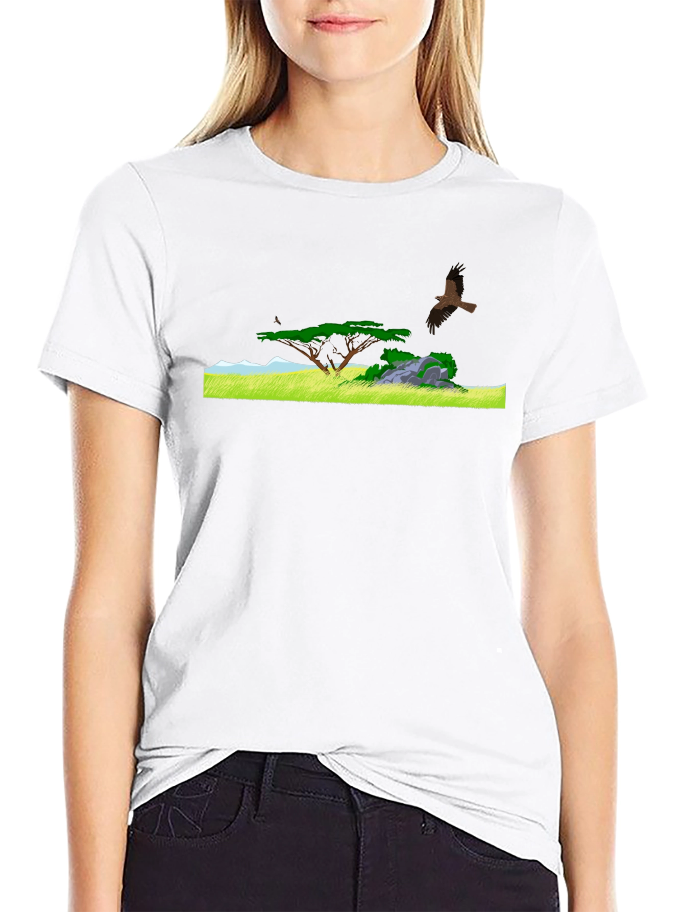 Nature Landscape Graphic Tee - Black T-Shirt