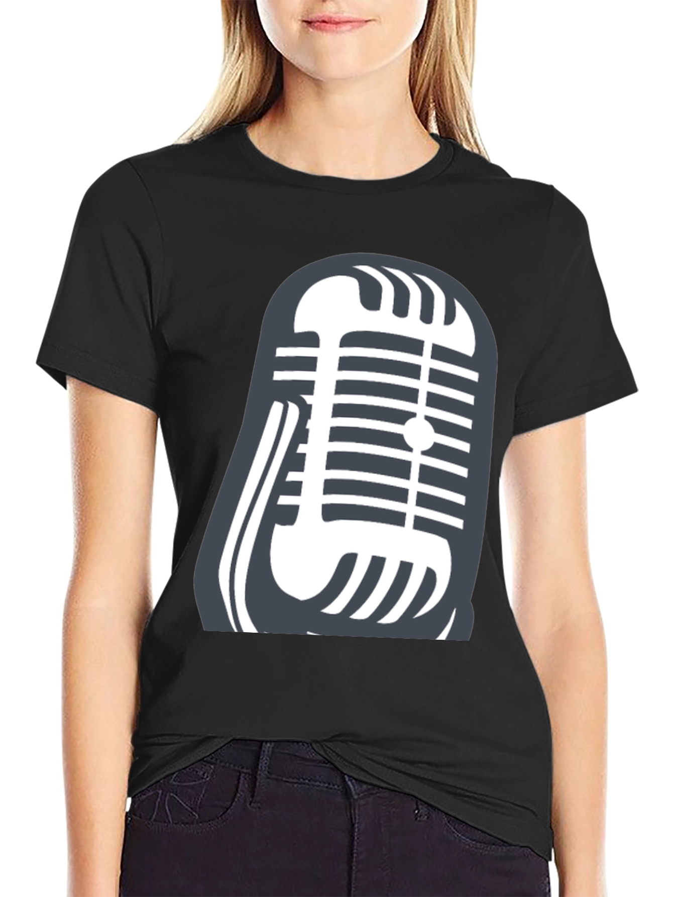 Retro Microphone Graphic Tee - Classic Vocal Style