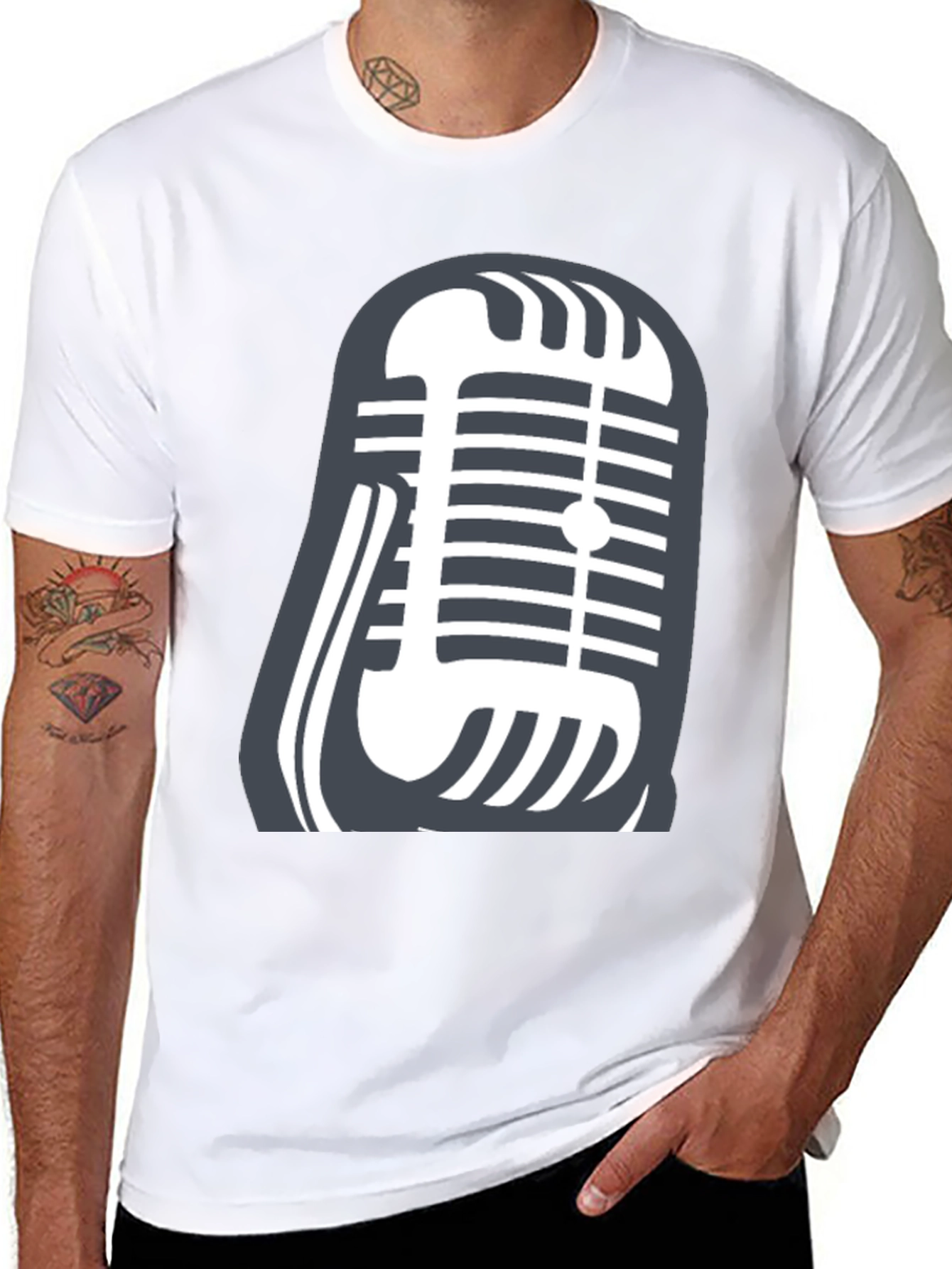 Retro Microphone Graphic Tee - Classic Vocal Style