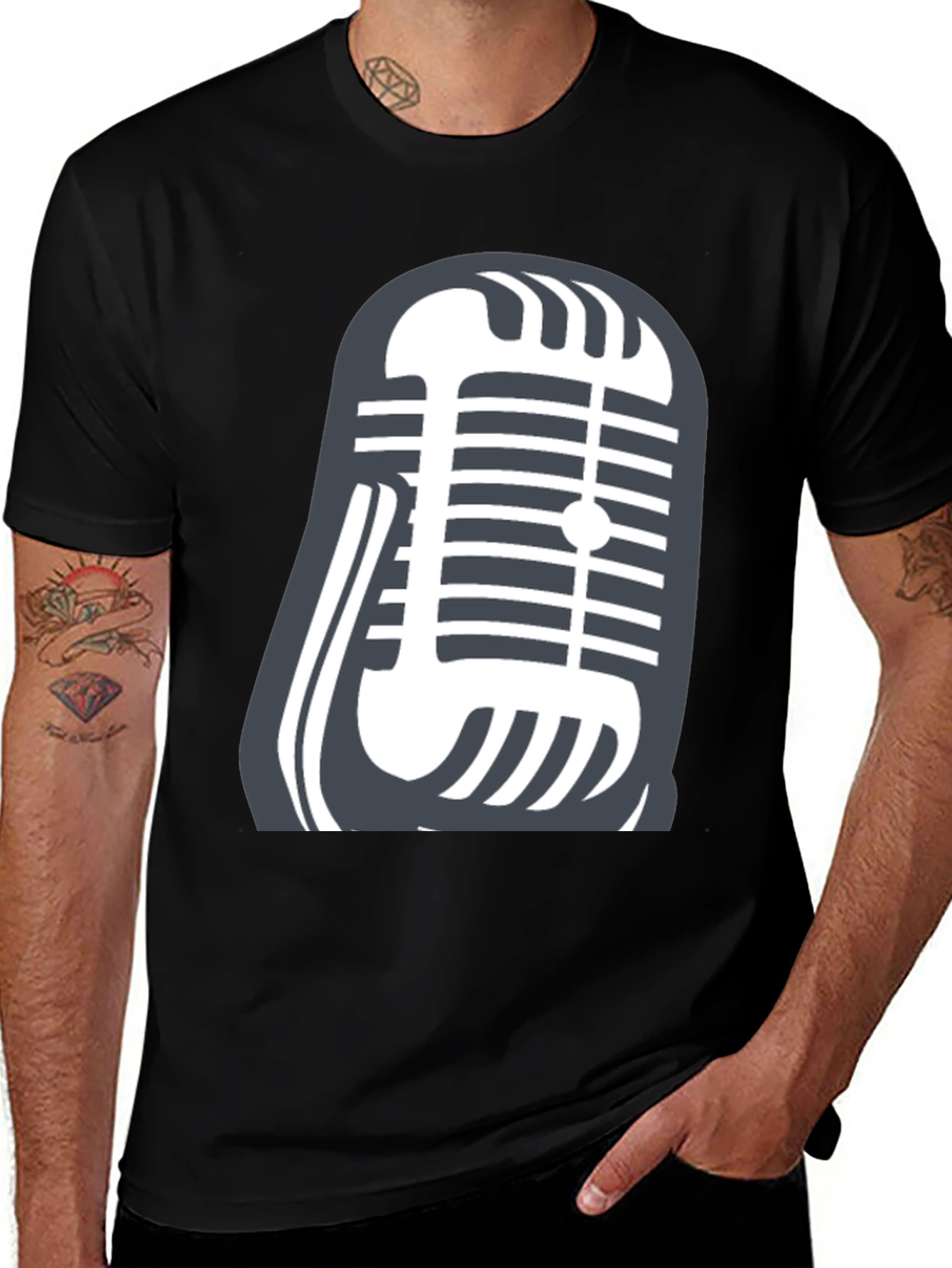 Retro Microphone Graphic Tee - Classic Vocal Style